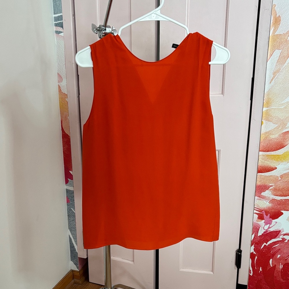 Women's 100% Silk Sleeveless Orange Top